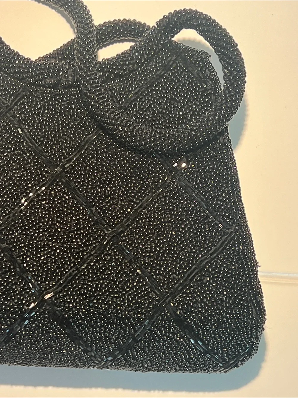 Magid Black Seed Bead Quilted Handbag Vintage 1950s-1960s